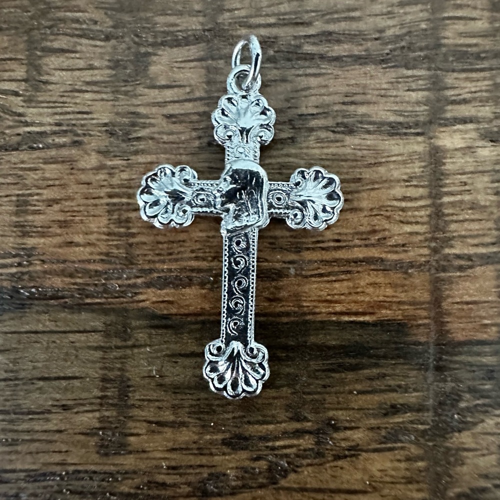 ✝️ New Unused Vintage Sterling Silver Ornate Cross Pendant | Filigree Design